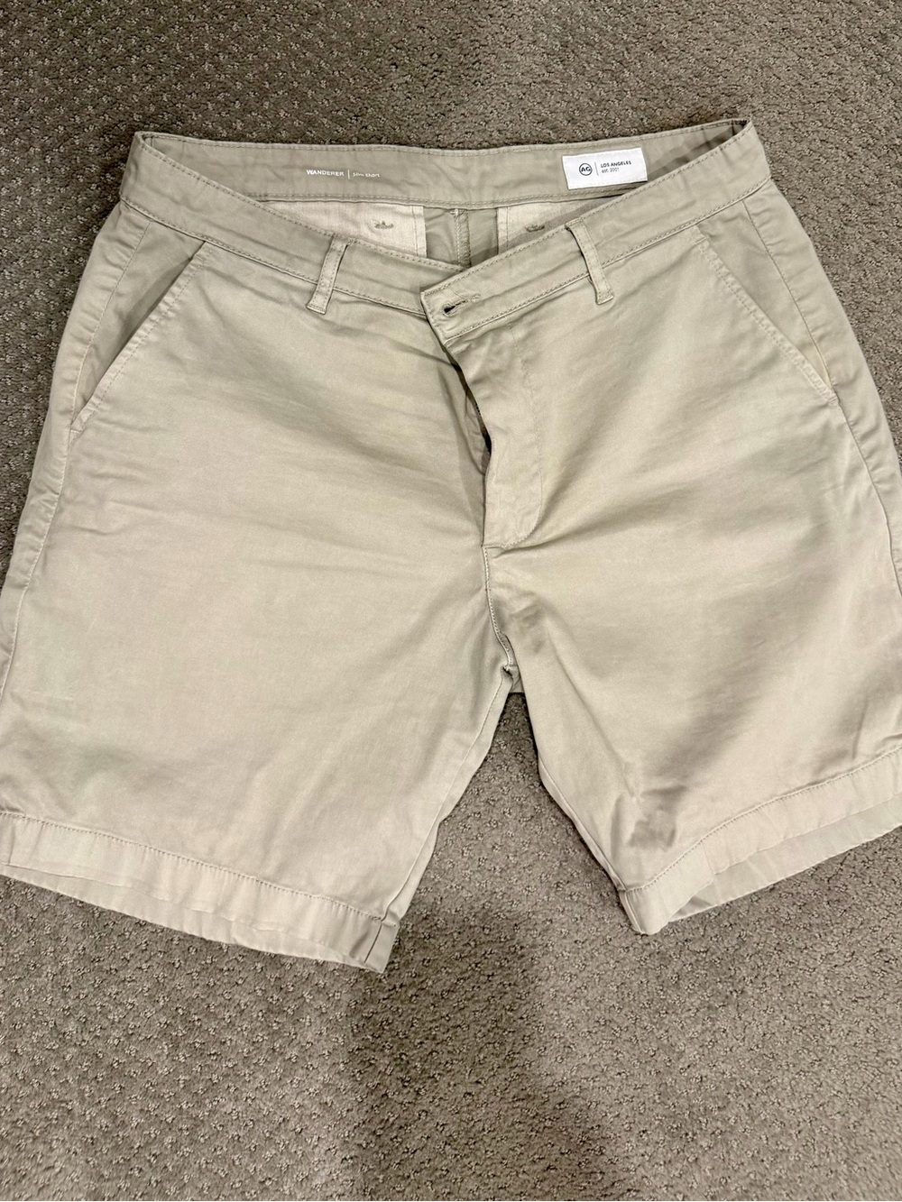 AG Men's Casual Khaki Shorts 34w Stone Gray